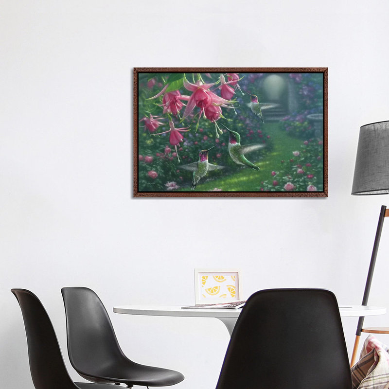 Hummingbird Haven by Collin Bogle - Print on Canvas, 101.6 cm H x 66.04 cm W, Classic Brown Wood Framed Canvas