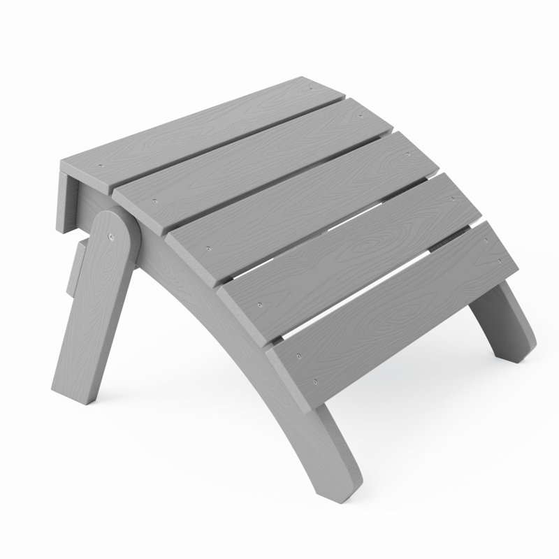 HIPS Adirondack Ottoman, All-Weather Classic Plastic Outdoor Adirondack Folding Ottoman , Gray