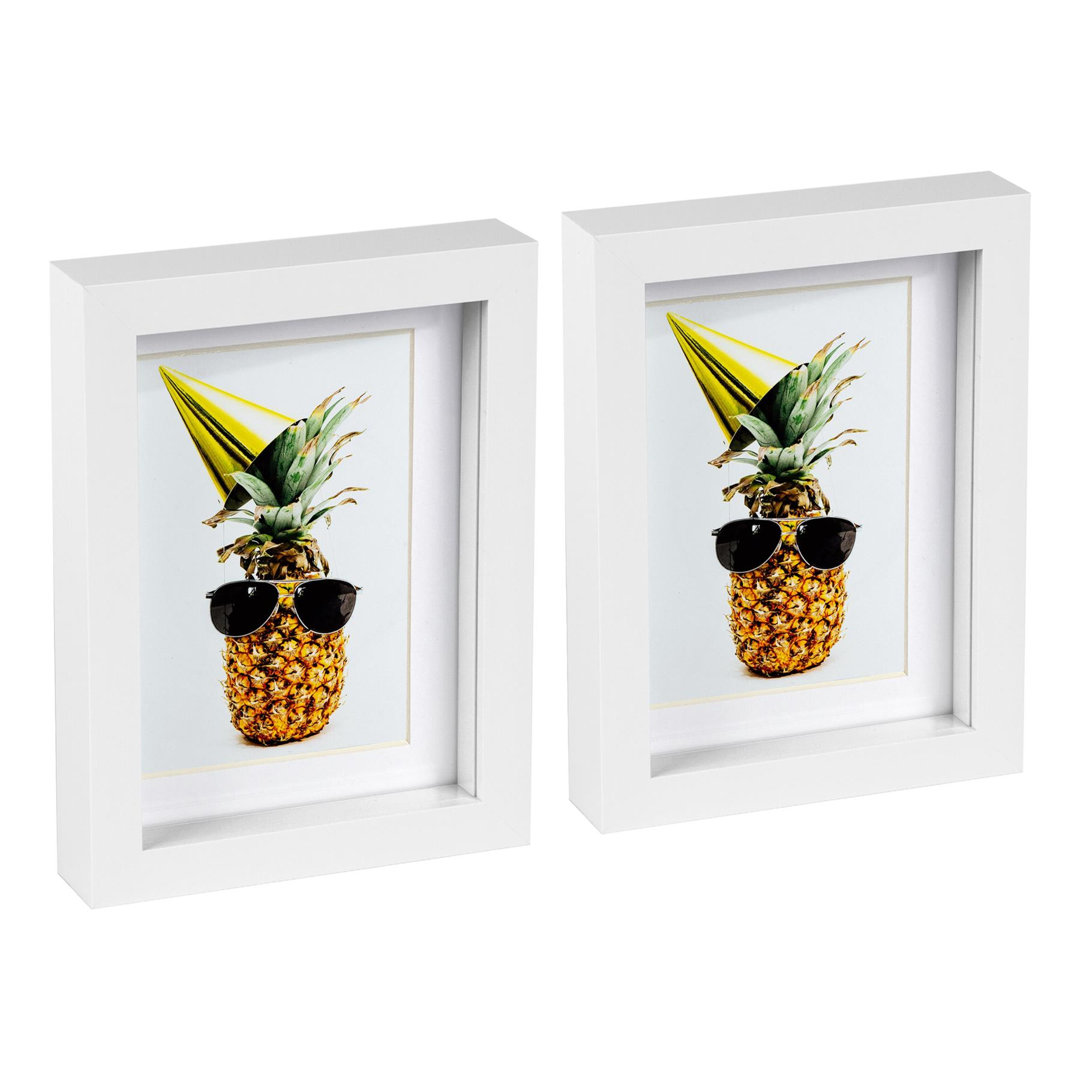 Nicola Spring - 5" x 7" White 3D Box Photo Frames - 4" x 6" Mount