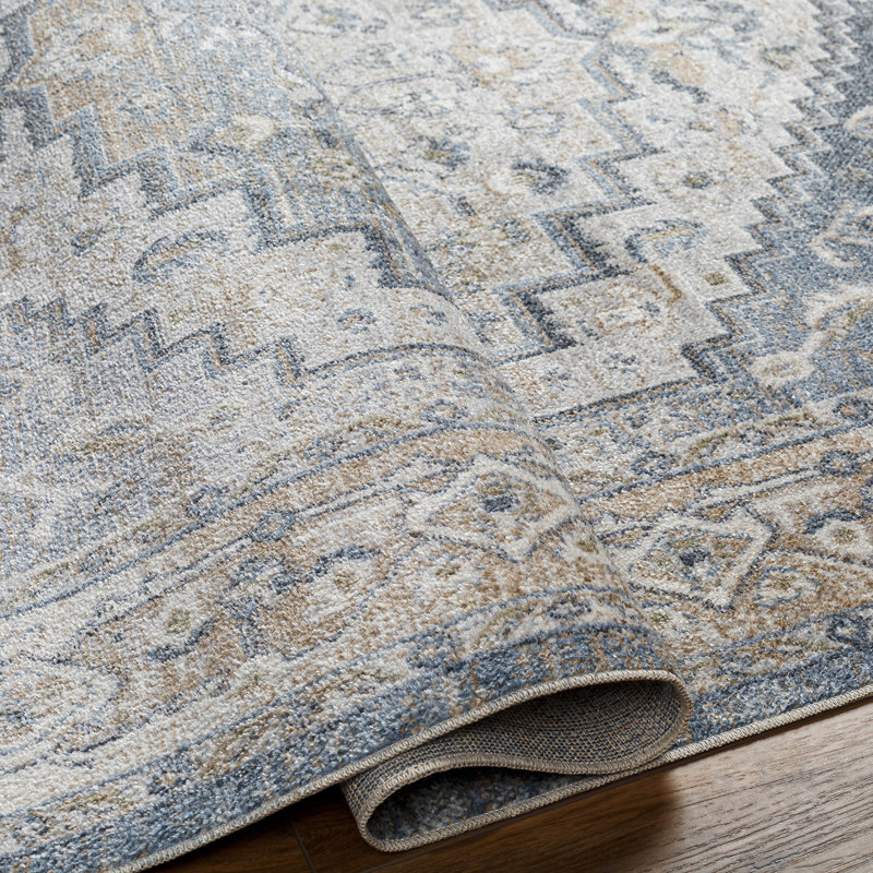Machine Washable Traditional Boho Navy Blue Area Rug, Round 201cm