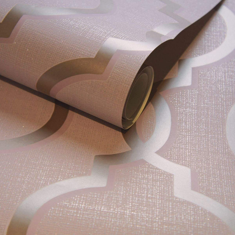 Eure 10.05m x 53cm Textured Metallic Finish Wallpaper Roll, Pink