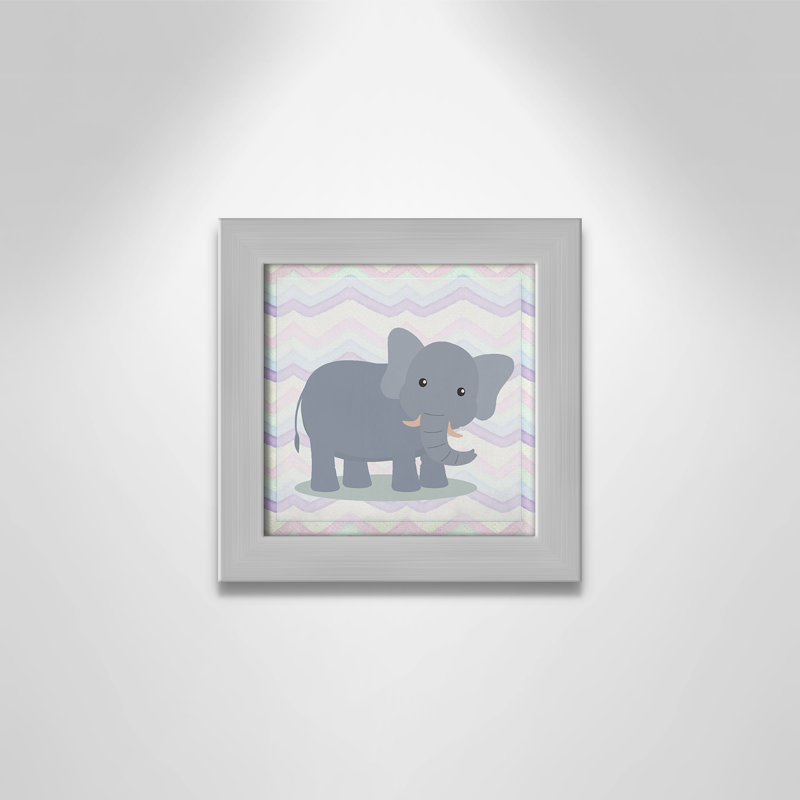 Art de l'éléphant rose, Encadré plat argent, H 8 po x l 8 po x P 0,6 po