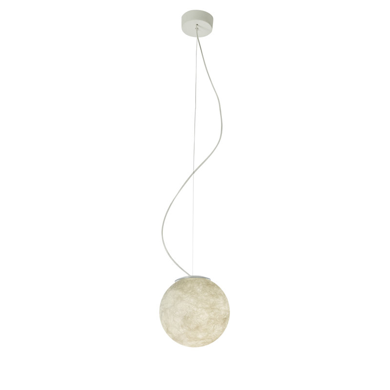 Luna 1 - Light White Sphere Pendant, 159.5cm H x 25cm W x 25cm D