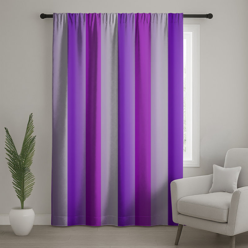 Rideaux à rayures verticales mauves, voilages et voilages à rayures - 1 panneau, 50 po x 92 po - 1 panneau, Blockout