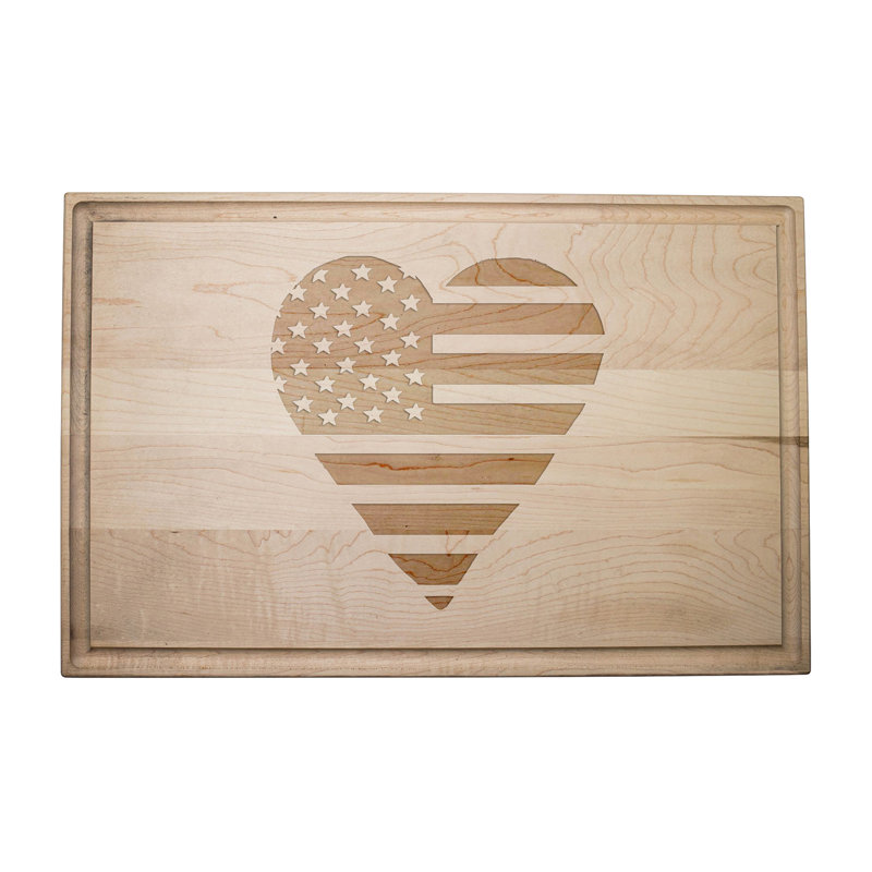 Heart Flag Cutting Board, Maple Wood