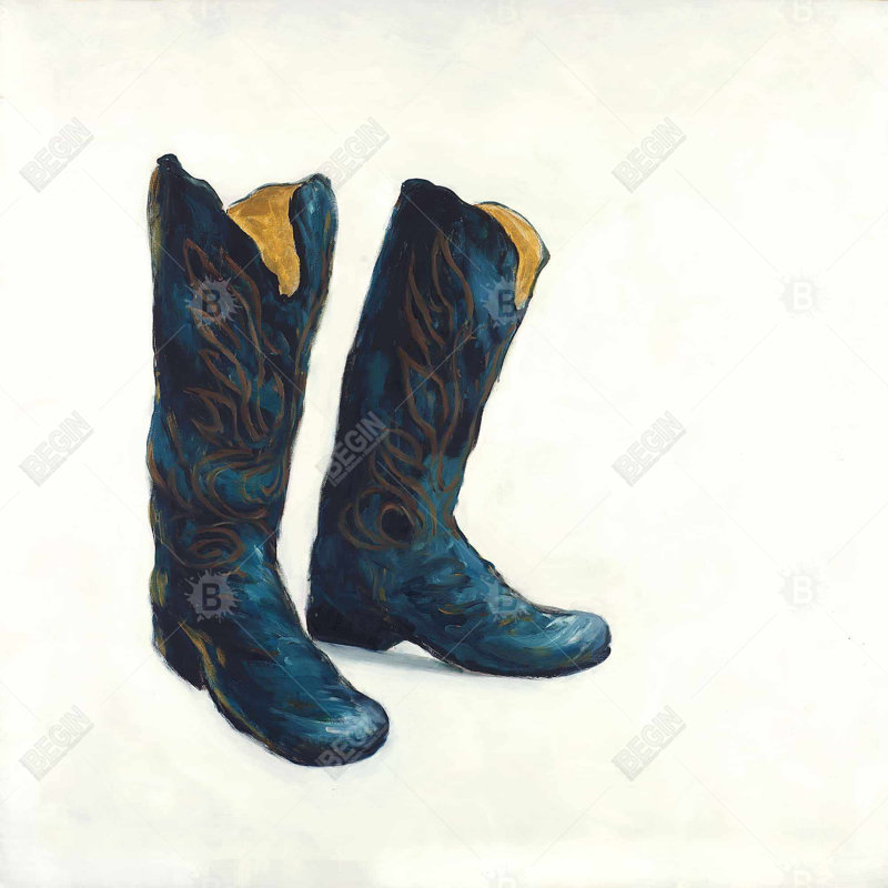 " Leather Cowboy Boots ", 24" H x 24" W