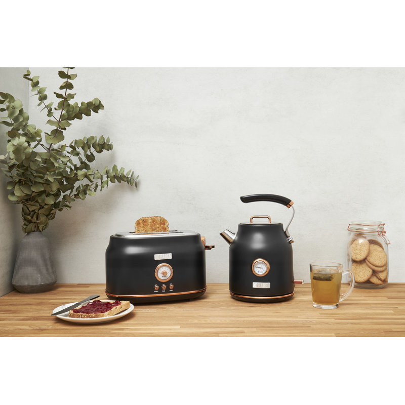 HADEN Dorset 2-Slice Wide-Slot Toaster, Black/Copper