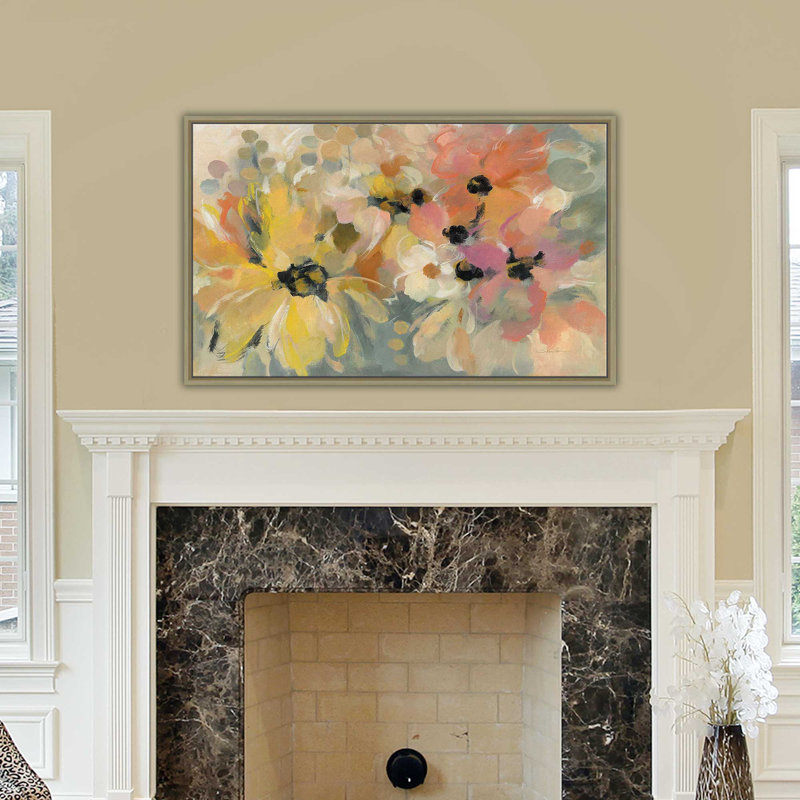 Lit de fleurs June - peinture, Cadre flottant champagne, H 31,5 po x l 51,5 po x P 2 po