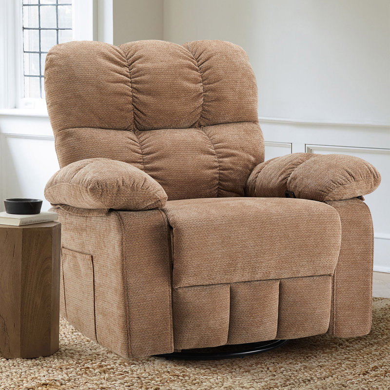 Elysium Manual Recliner with Heat and Vibration, Infinite Position, Sidepocket, Brown
