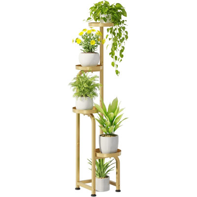 Support de plante d'angle pour pots multiples - Maximisez votre espace intérieur et extérieur - Or brillant