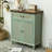 Fienley Farmhouse 2-Door Carved Wood Accent Cabinet With Drawers, Sage Green Cabinet,Rustic Brown Top