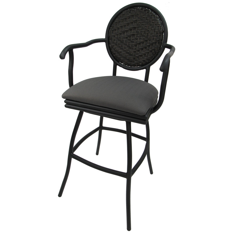 Tabouret pivotant et très grand Merriwood, Lin gris foncé, Très haute (assise de 35 po de hauteur)