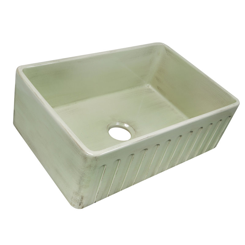 Vineyard 29.75'' L Single Bowl Fireclay Kitchen Sink, Shabby Green