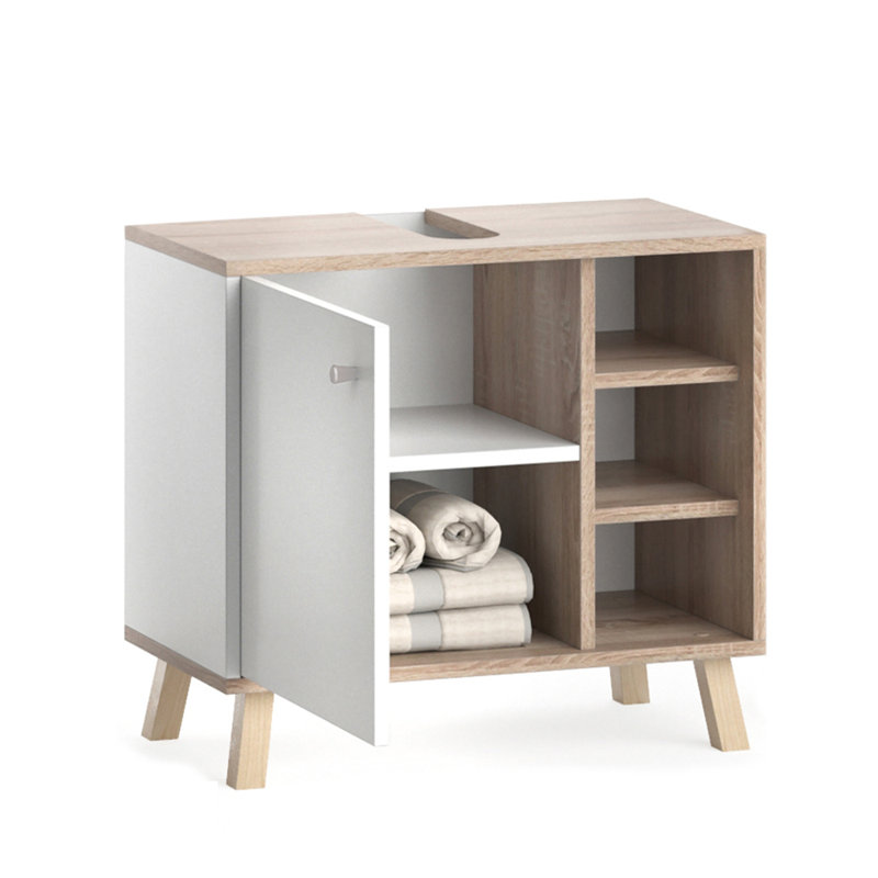 Viewcrest Single Bathroom Vanity Base Only, White/Brown