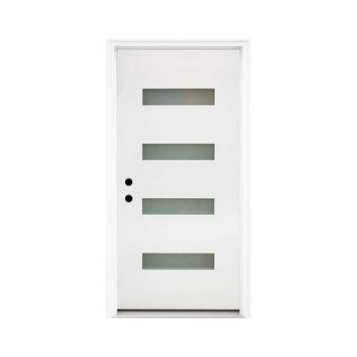 32" x 80" White Fiberglass Entry Door with 4-9/16" Jamb, Right-Hand Inswing, PU Filled Exterior Door