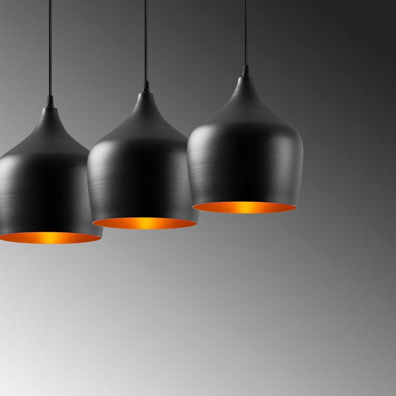 Modern Industrial Chandelier, Black Metal Body, 48.0 x 8.7 x 49.2 inches | Adjustable Height Up to 49.0 inches | 3 x E27 Max 40W Socket | Elegant Scandinavian Design, Perfect for Dining Room & Living Spaces