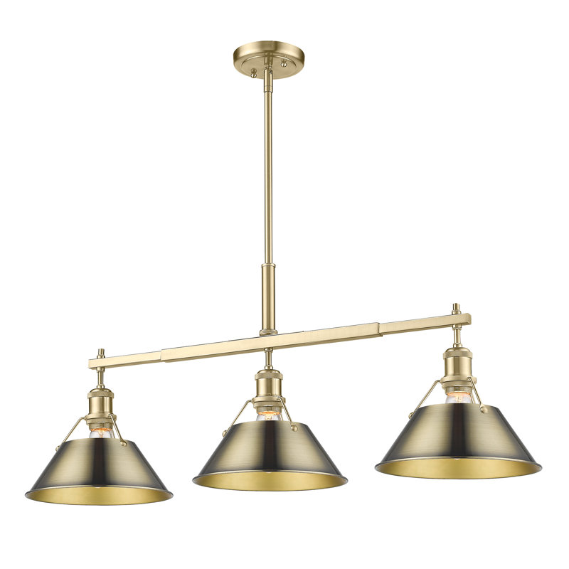 Weatherford 3 - Light Kitchen Island Pendant, Brushed Champagne Bronze, Aged Brass