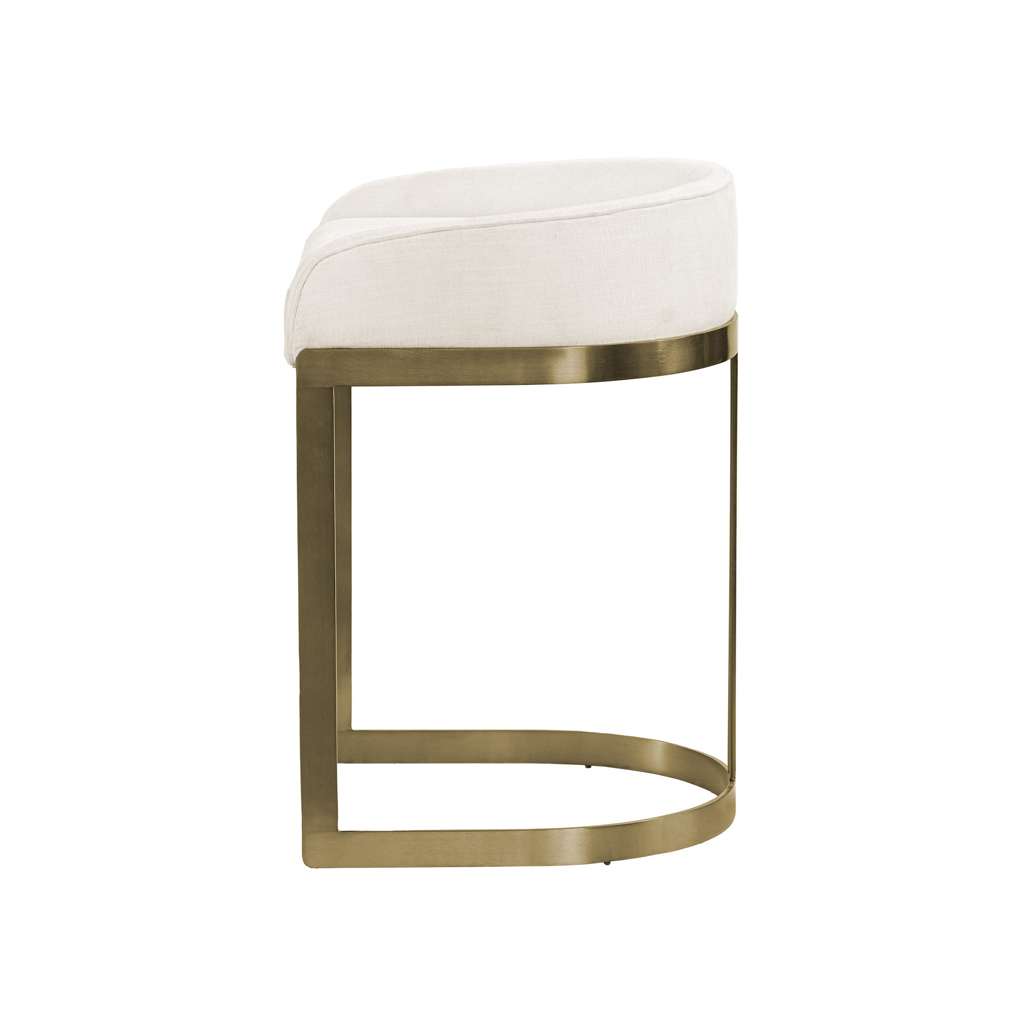 Bradley Upholstered Bar & Counter Stool, Brass, Counter Stool (24.75" Seat Height), Ivory-Cream