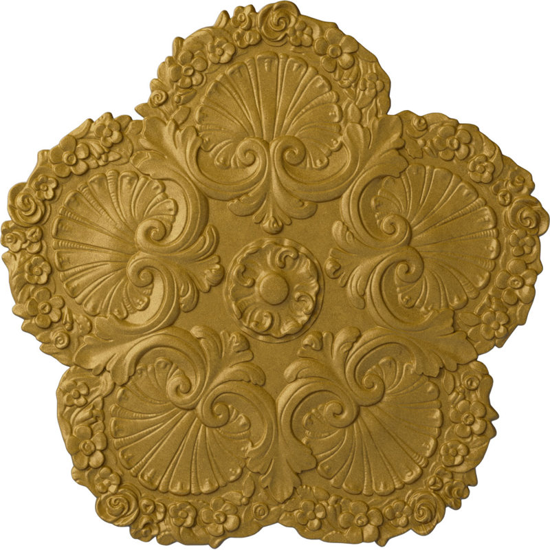 Endurathane Shell Ceiling Medallion, 25 5/8"OD x 1"P, Hand-Painted Pharaohs Gold Finish, Pharaohs Gold
