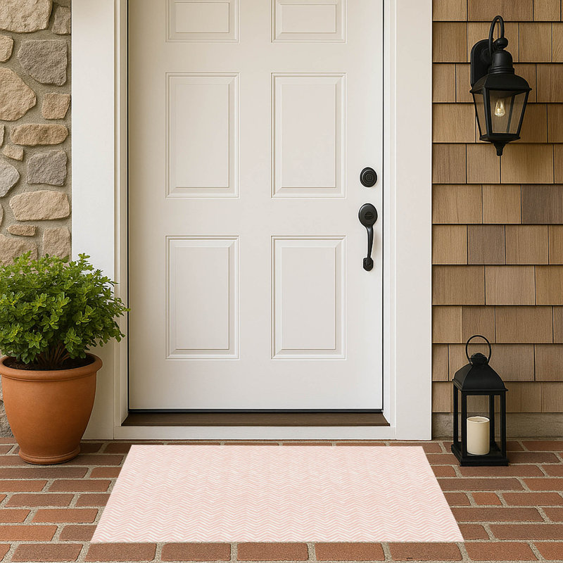 Chevron Snug Outdoor Doormat, 17" W x 24" L, Pink