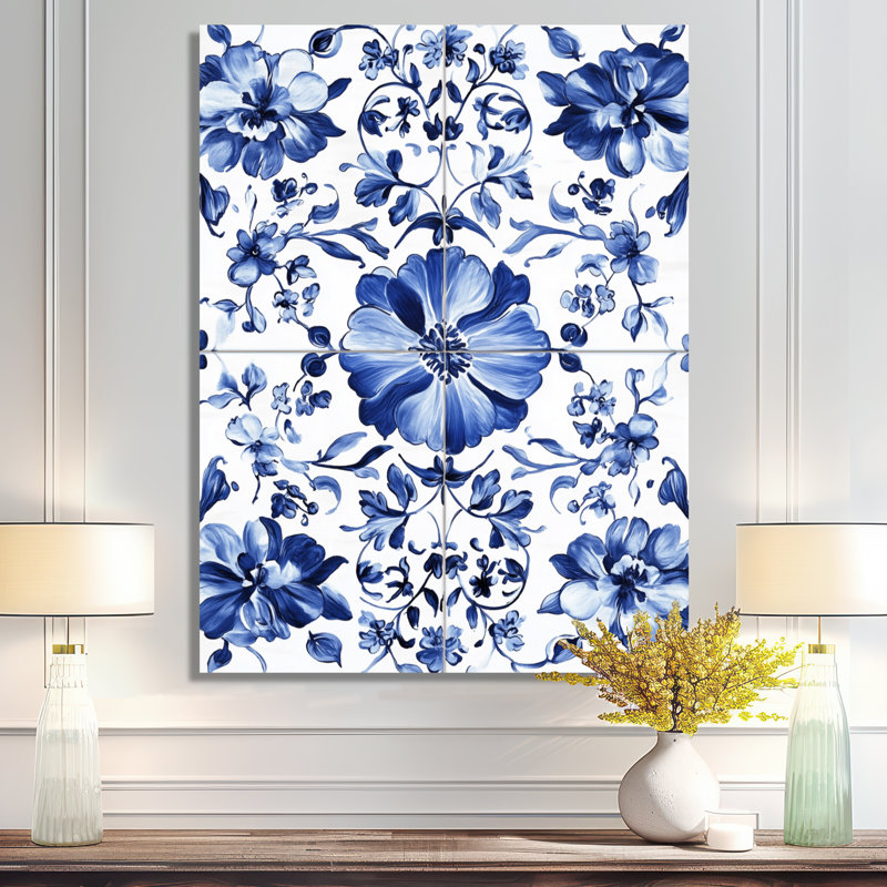 Carreaux hollandais, motif floral, impression bohémienne, L 34 po x H 44 po