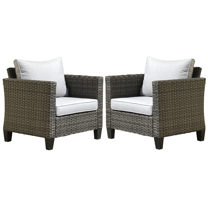 Chaise de patio avec coussins Kaniha, gris