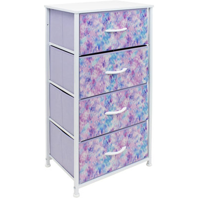 Sorbus 4 Drawers Chest Nightstand with Steel Frame, Wood Top, & Fabric Bins