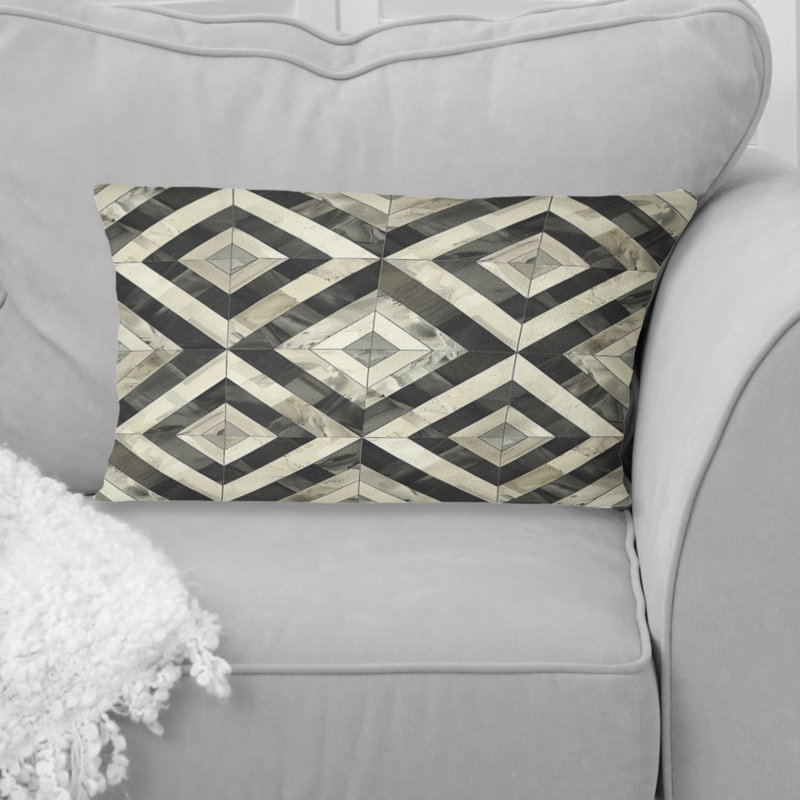 Coussin lombaire beige à imprimé géométrique II - Mid-Century