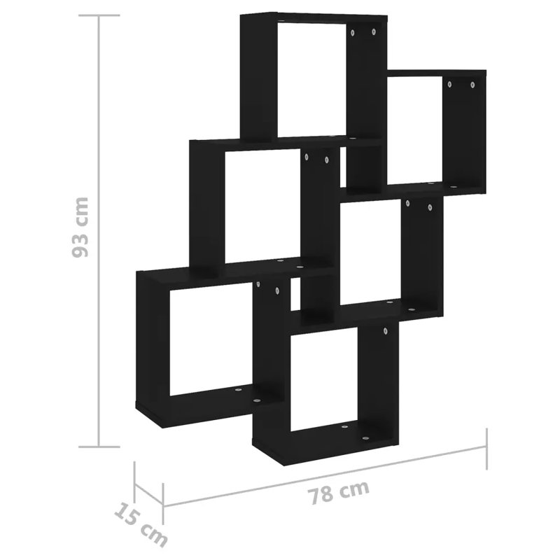 Ayca 6 Piece Cube Shelf, Black