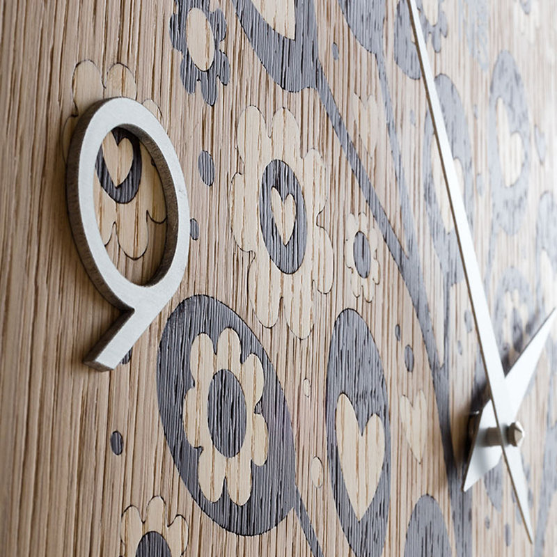 Dolcevita Wall Clock, 40cm H x 40cm W x 3cm D, Oak/Dark Brown/Cream
