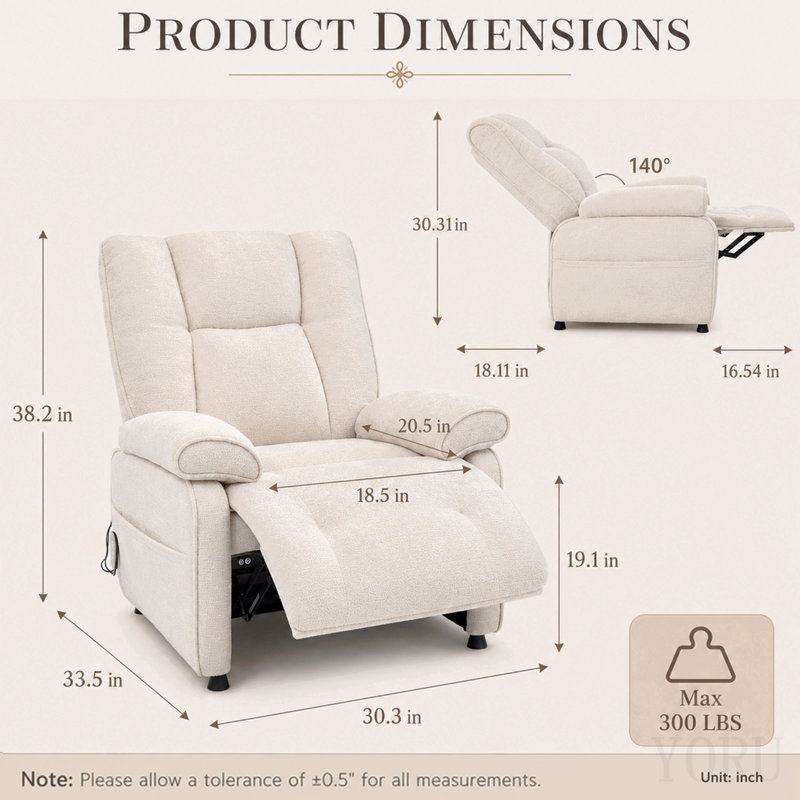 Fauteuil inclinable électrique Basic, Beige