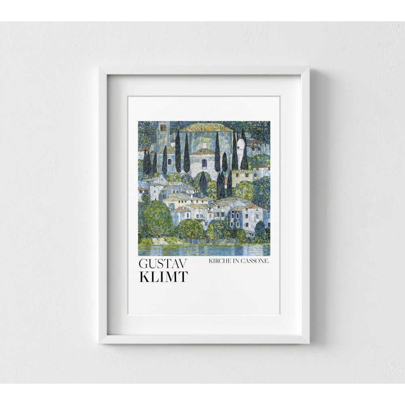 «Kirche in Cassone», reproduction d'art: Gustav Klimt Brushstroke, H 32 po x l 24 po, Blanc