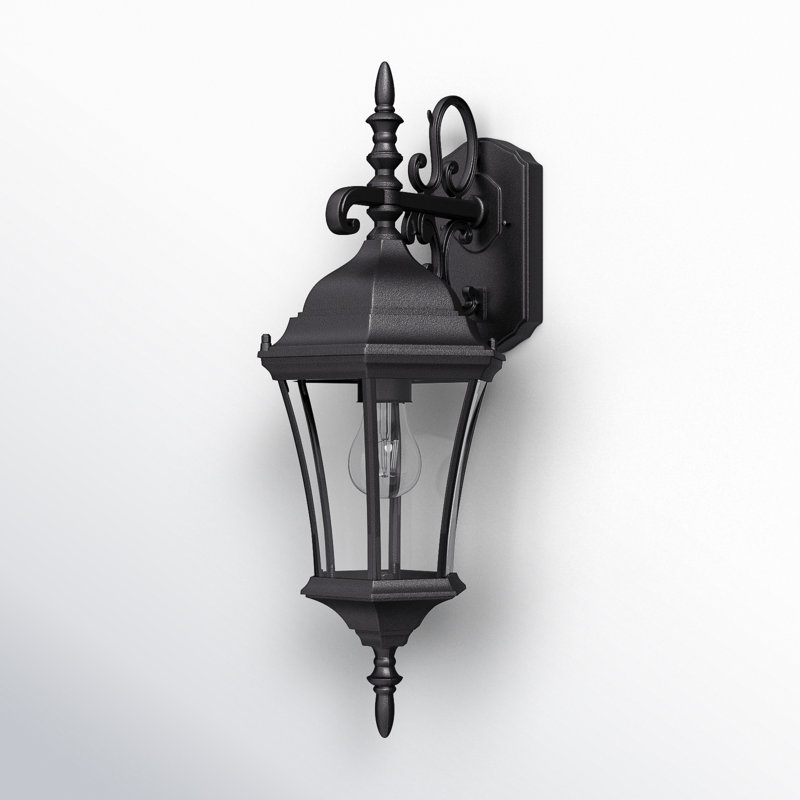 Lanterne murale d'extérieur biseautée noire Antroine, H 21 po x l 8 po x P 8 po
