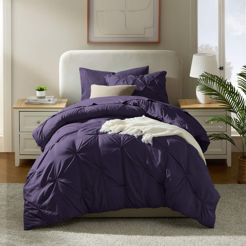 Ensemble d'édredon plissé avec draps Bed-in-a-Bag, Mauve, Édredon simple + 4 pièces supplémentaires