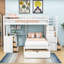 Lit superposé double surélevé polyvalent avec escalier de rangement, bureau et tiroirs-389681025