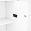 Grand lit blanc avec rangement, tablettes et tiroirs pratiques