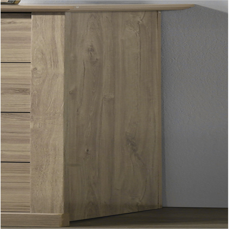 Commode 4 tiroirs avec poignées noires Elara, Chêne clair