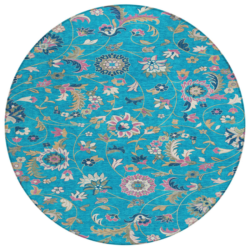 Tapis rond bleu 8 po