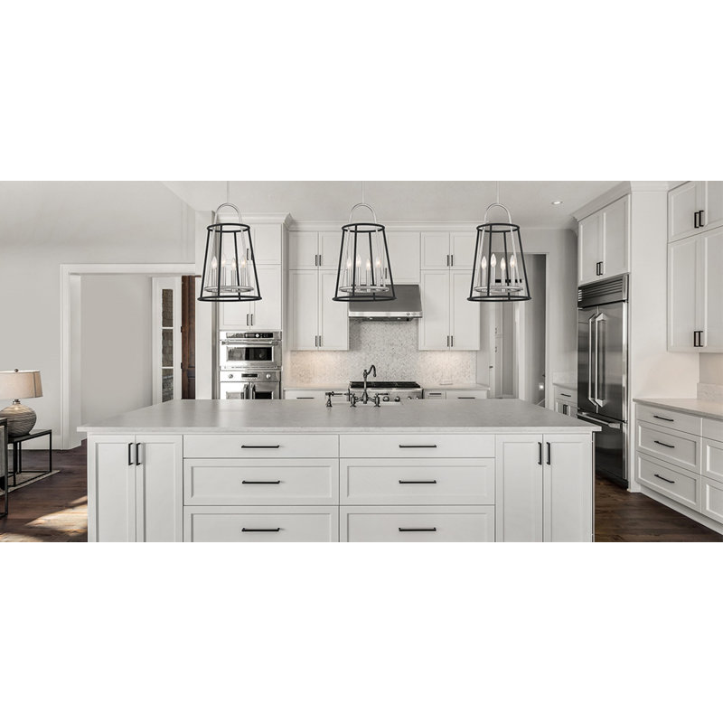 6lt Chandeiler, noir + nickel, H 22,25 po x l 14 po x P 14 po