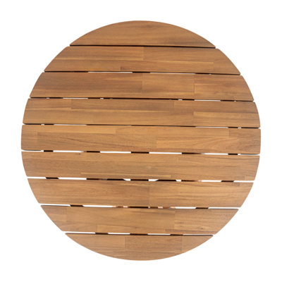 Outdoor Acacia Wood Patio Coffee Table, Round Coffee Table For Backyard, Lawn, Balcony