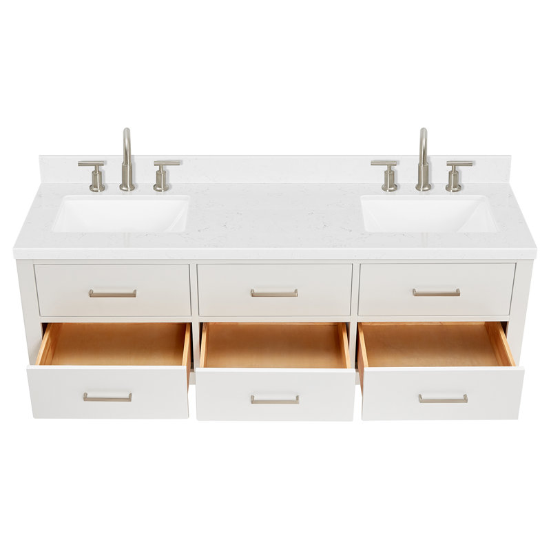 Macolm 72.25'' W Double Vanity, Gray, Brushed Nickel, 60"