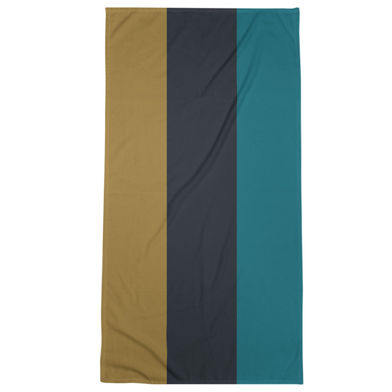 Bath Towel, Khaki/Black/Denim Blue