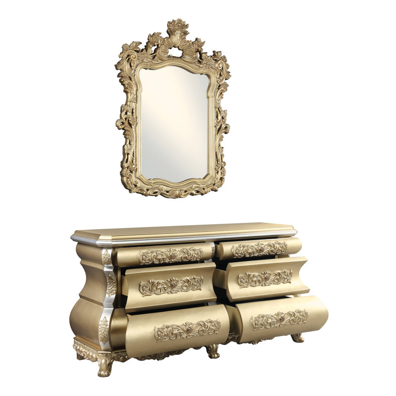 Commode double 6 tiroirs avec miroir Nelds