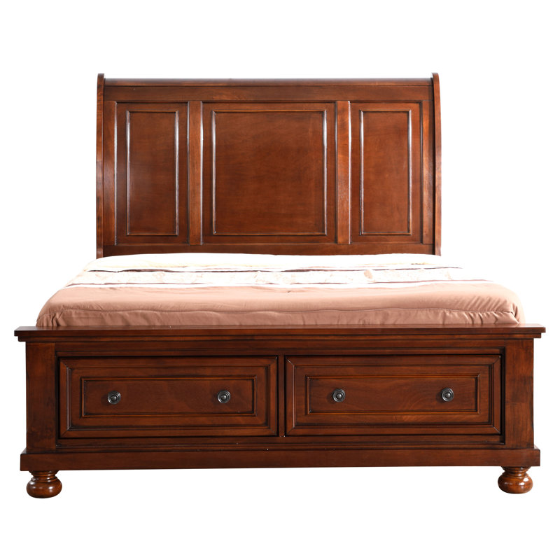 Lit double avec finition riche en cerisier relaxant - Construction pour la stabilité du matelas
