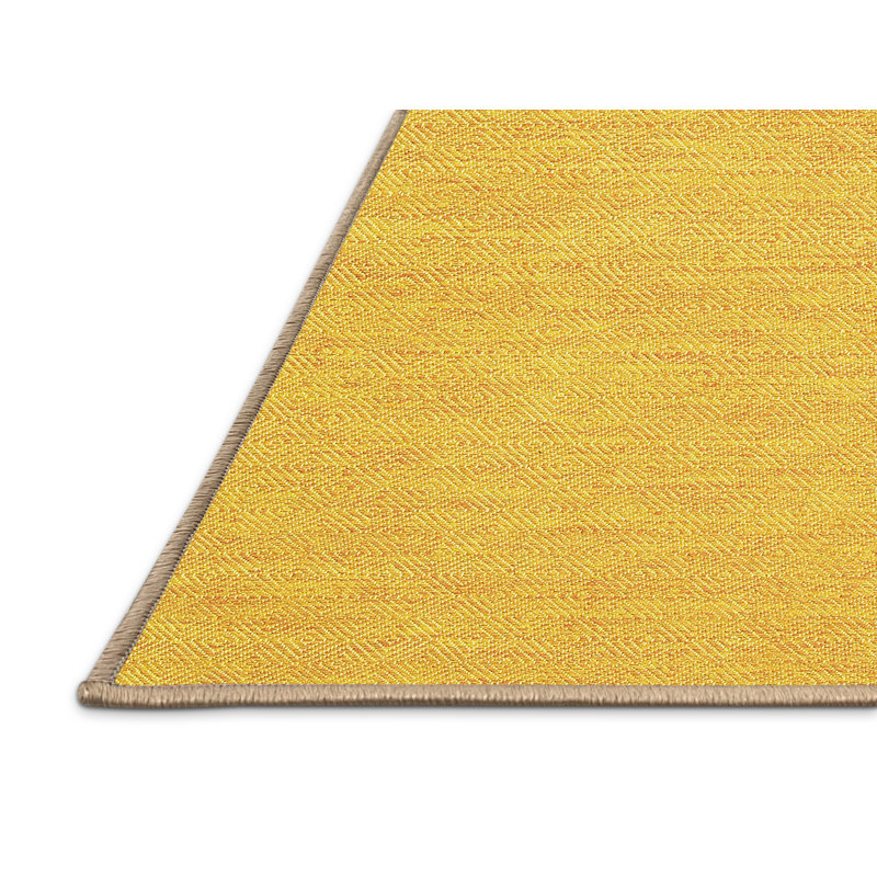 Tapis contemporain jaune 1863 lavable à la machine, Rectangle 3 pi x 5 pi