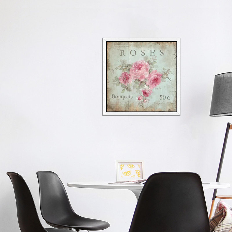 Rose Bouquets (50 Cents) by Debi Coules - Print on Canvas, White Framed, 45.72 cm H x 45.72 cm W