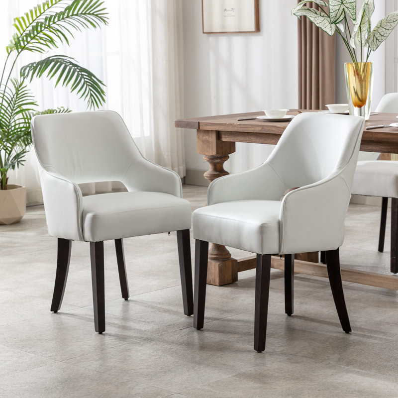 Hebah 19.5'' H Faux Leather Upholstered Armchair, White