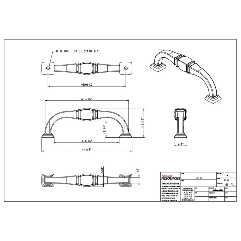 Katharine Bar Pull, 6 5/16", Brushed Pewter