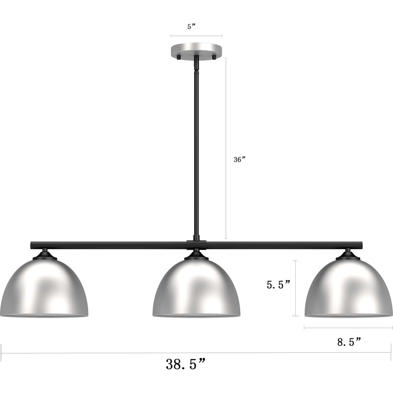 3-Light Brushed Nickel Island Dome Pendant Light