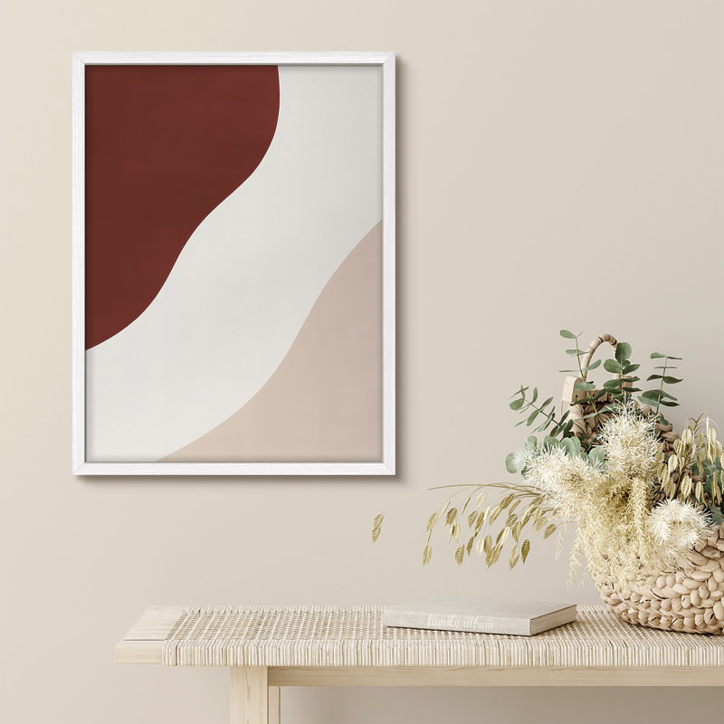 Reproduction d'art encadrée abstraite pour décoration intérieure moderne - 8 po x 10 po, H 10 po x l 8 po, Blanc